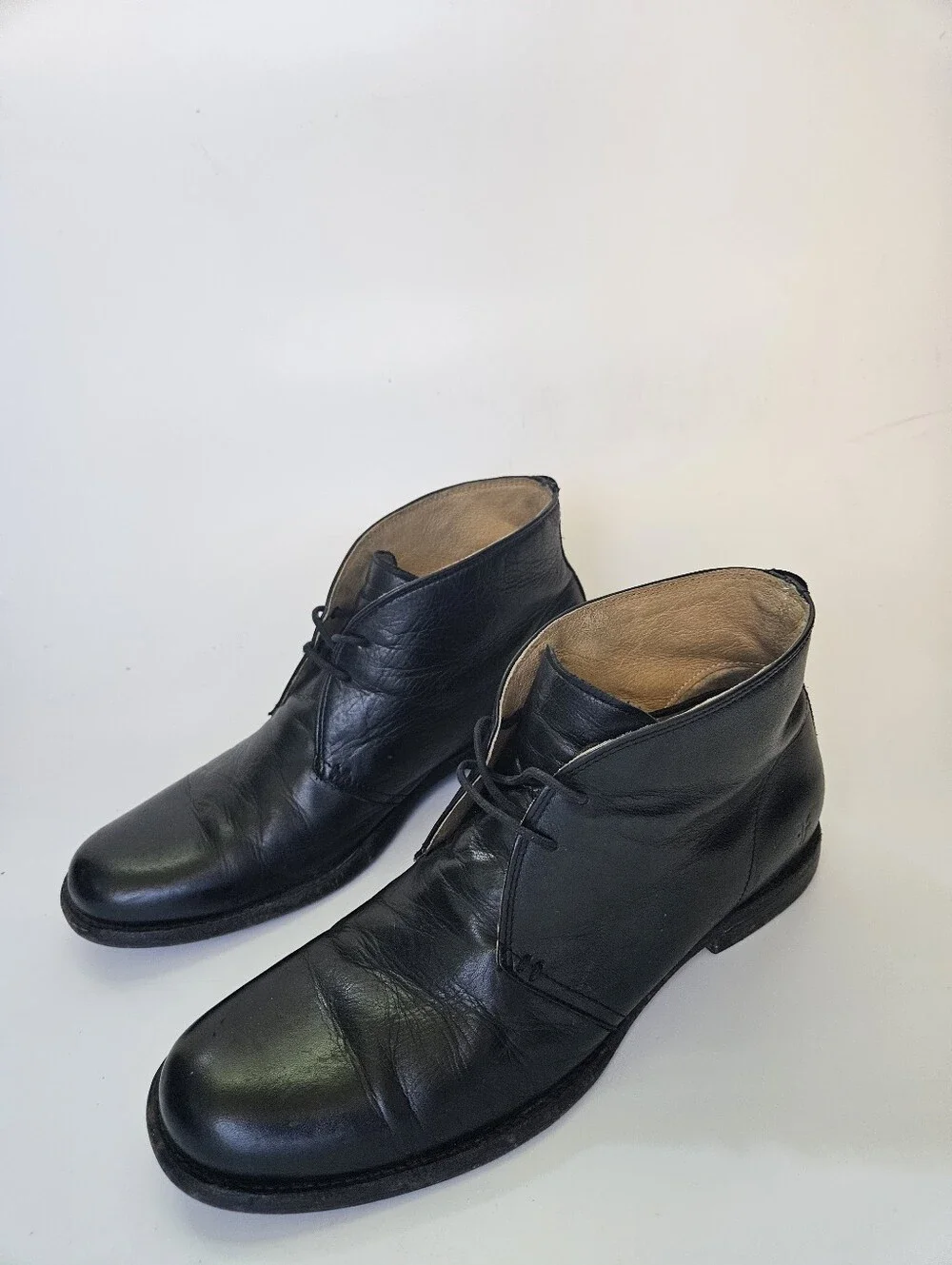 Frye Phillip Chukka Boots Lace Up Black Leather Shoes Men 10.5 D 87533